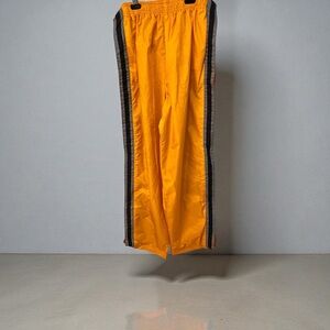 Vintage Men's Bright Yellow Joggers with Black Stripes, Snap Side Leg Openings